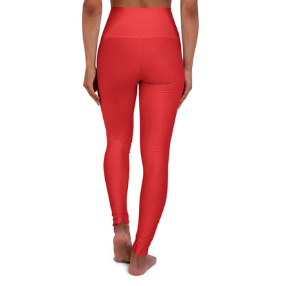 Red High Waisted Yoga Leggings (AOP)