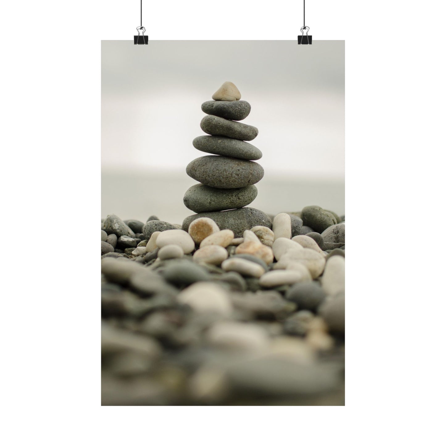 Stack of stones on a beach with a blurred background