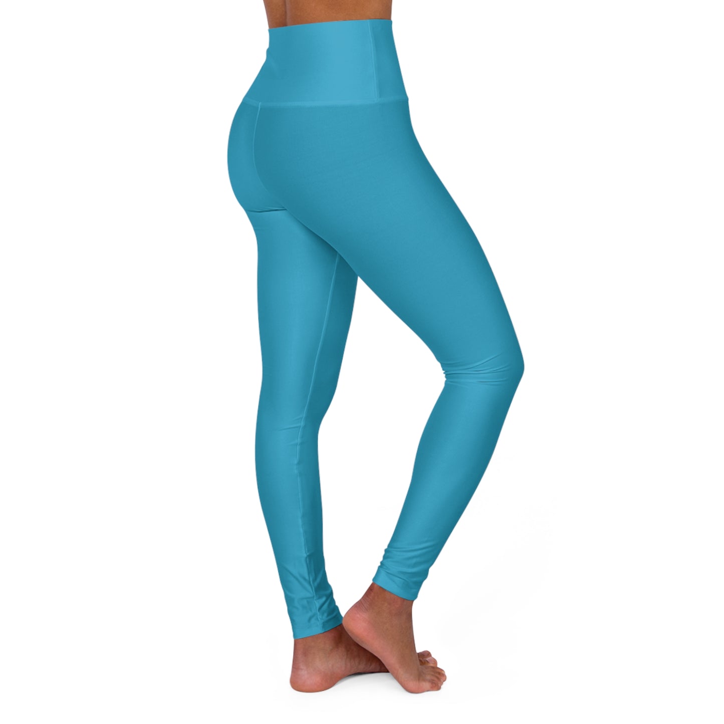 Turquoise High Waisted Yoga Leggings (AOP)