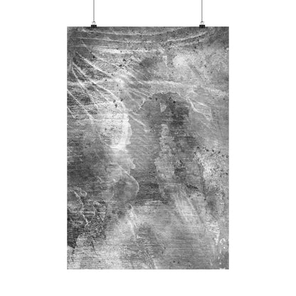Abstract black and white textured artwork on a white background