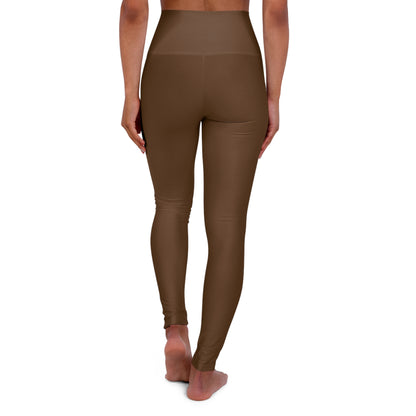 Brown High Waisted Yoga Leggings (AOP)