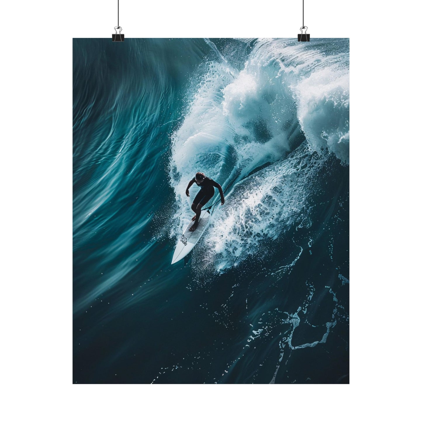 Surfer riding a large wave in the ocean