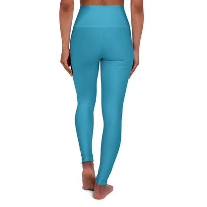 Turquoise High Waisted Yoga Leggings (AOP)