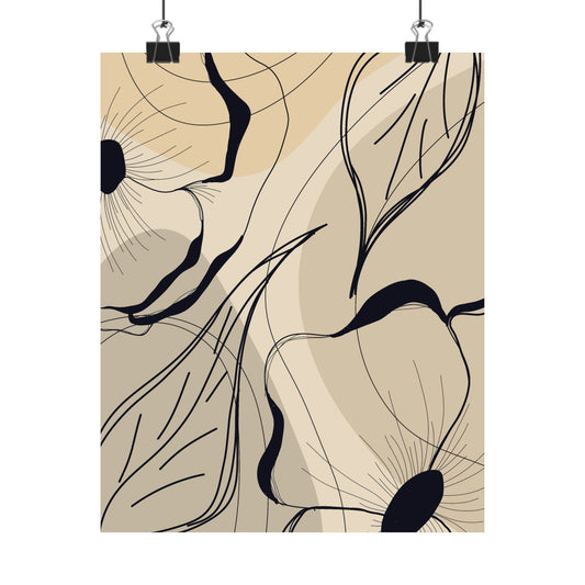 Abstract design with black lines on a beige background