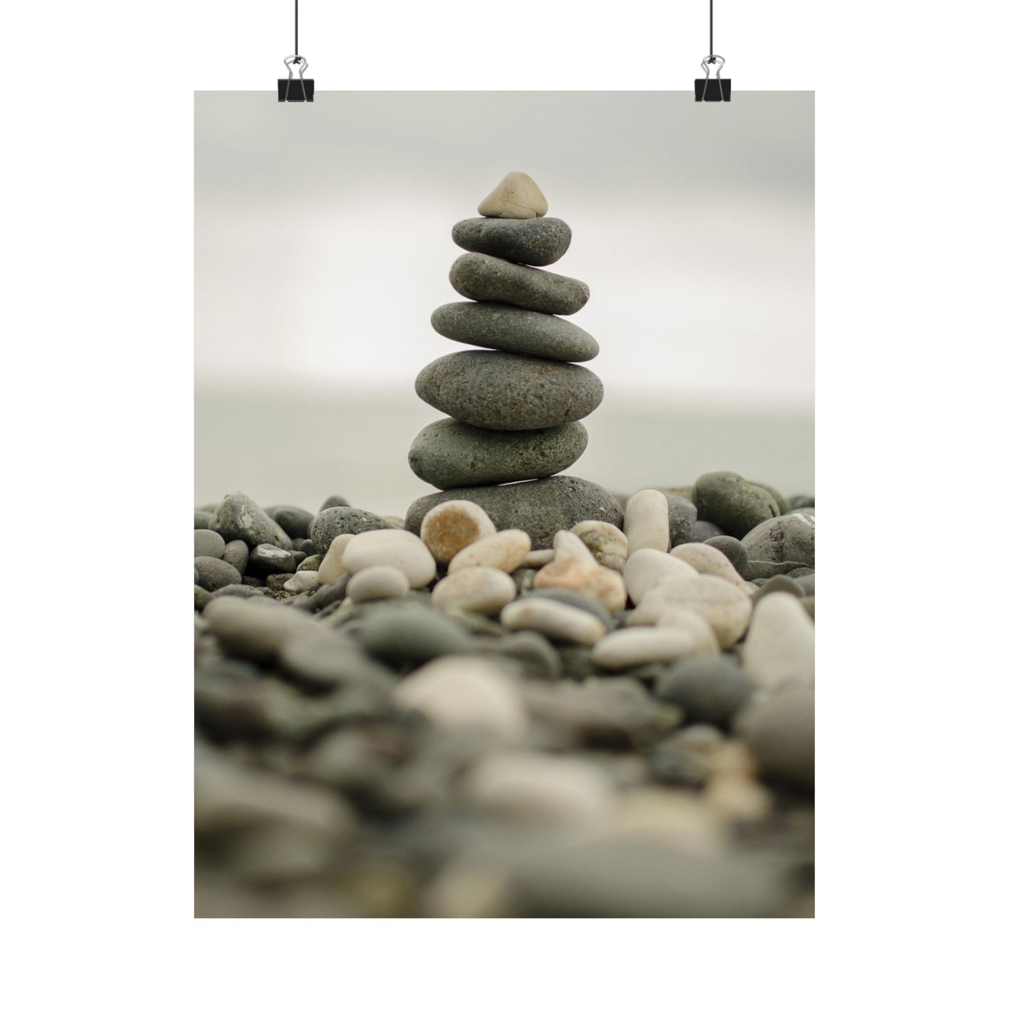 Stack of stones on a beach with a blurred background