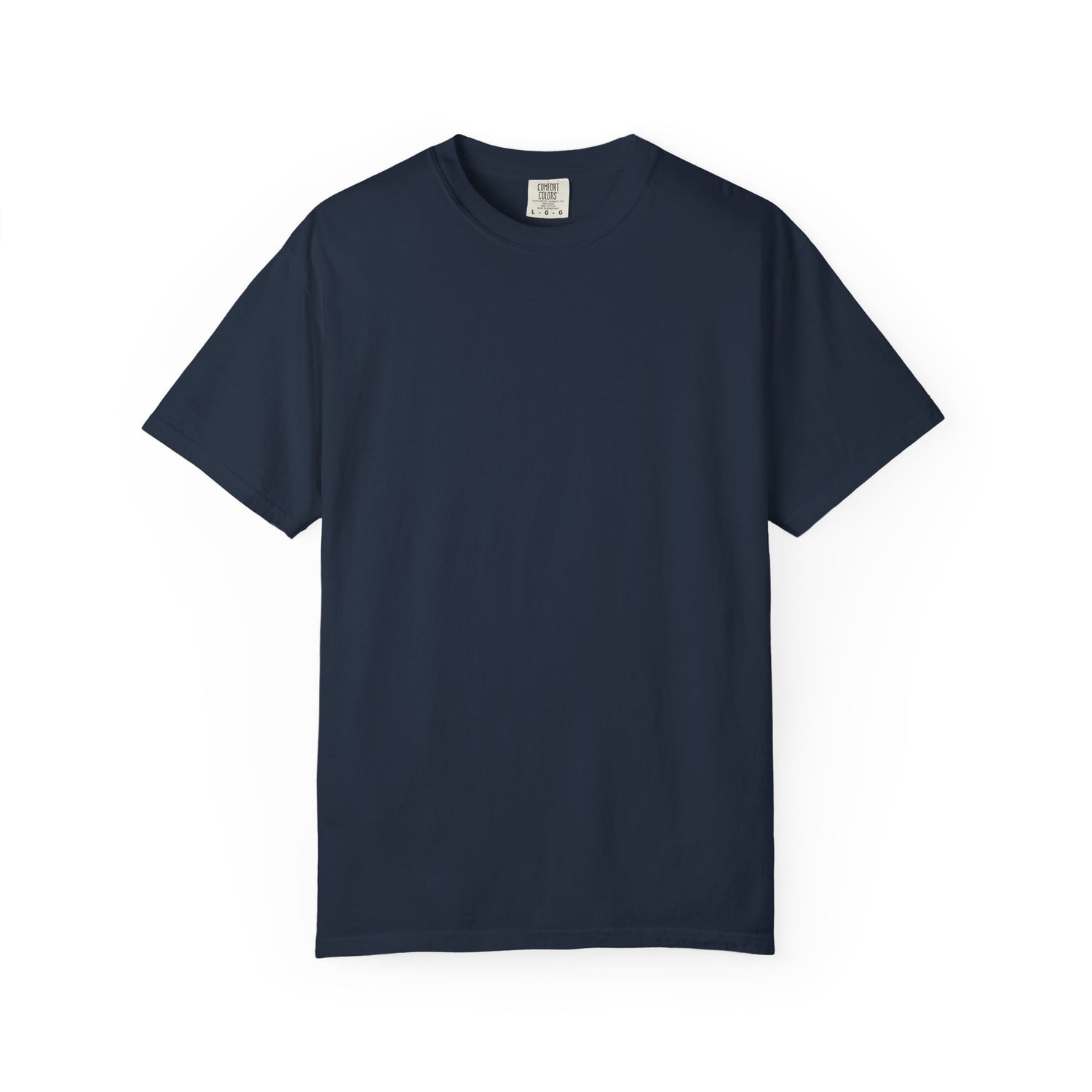 Navy blue t-shirt on a white background