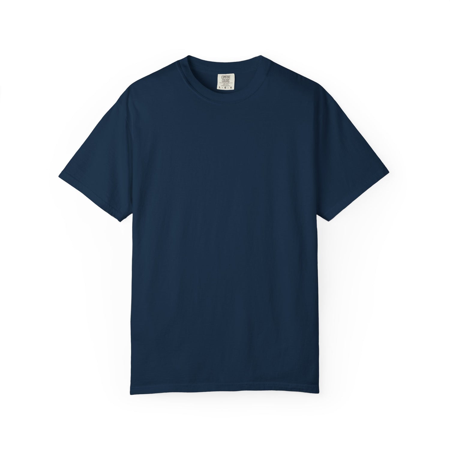 Navy blue t-shirt on a white background