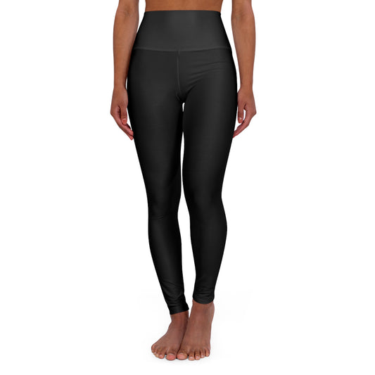 Black High Waisted Yoga Leggings (AOP)