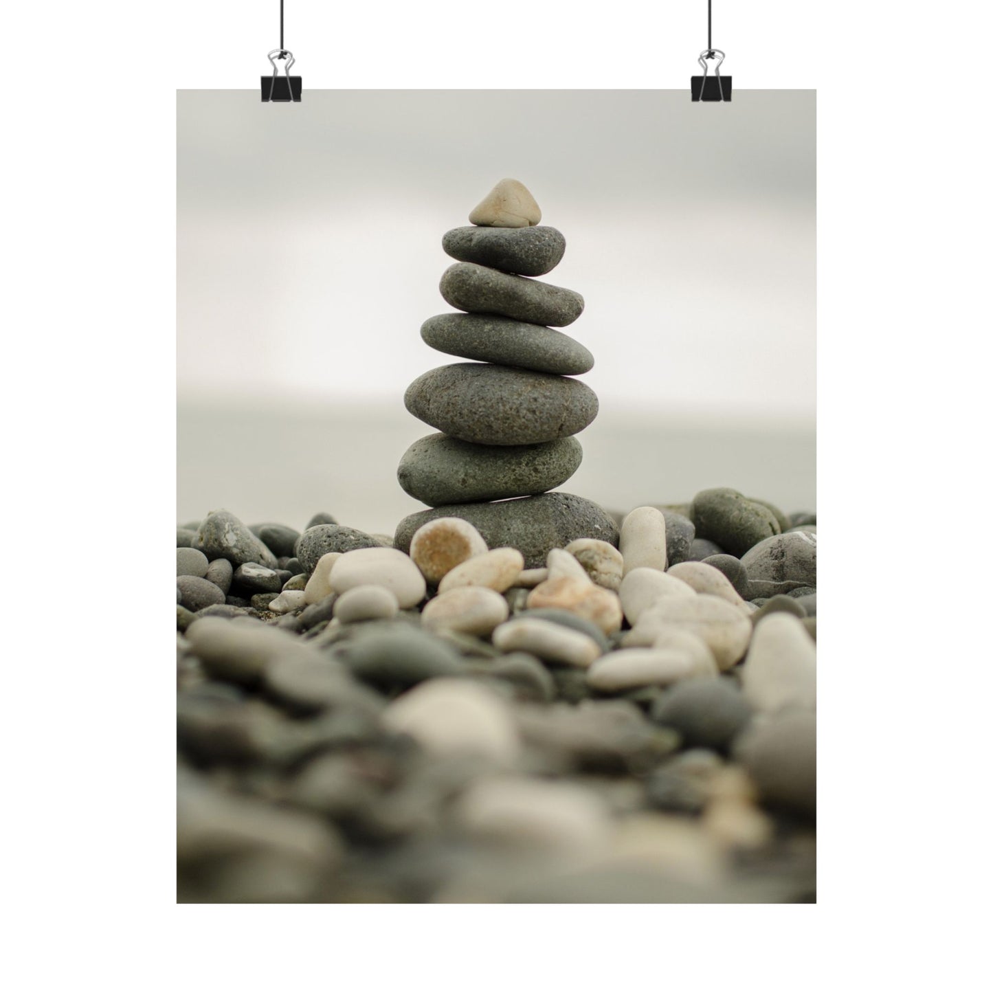 Stack of stones on a beach with a blurred background