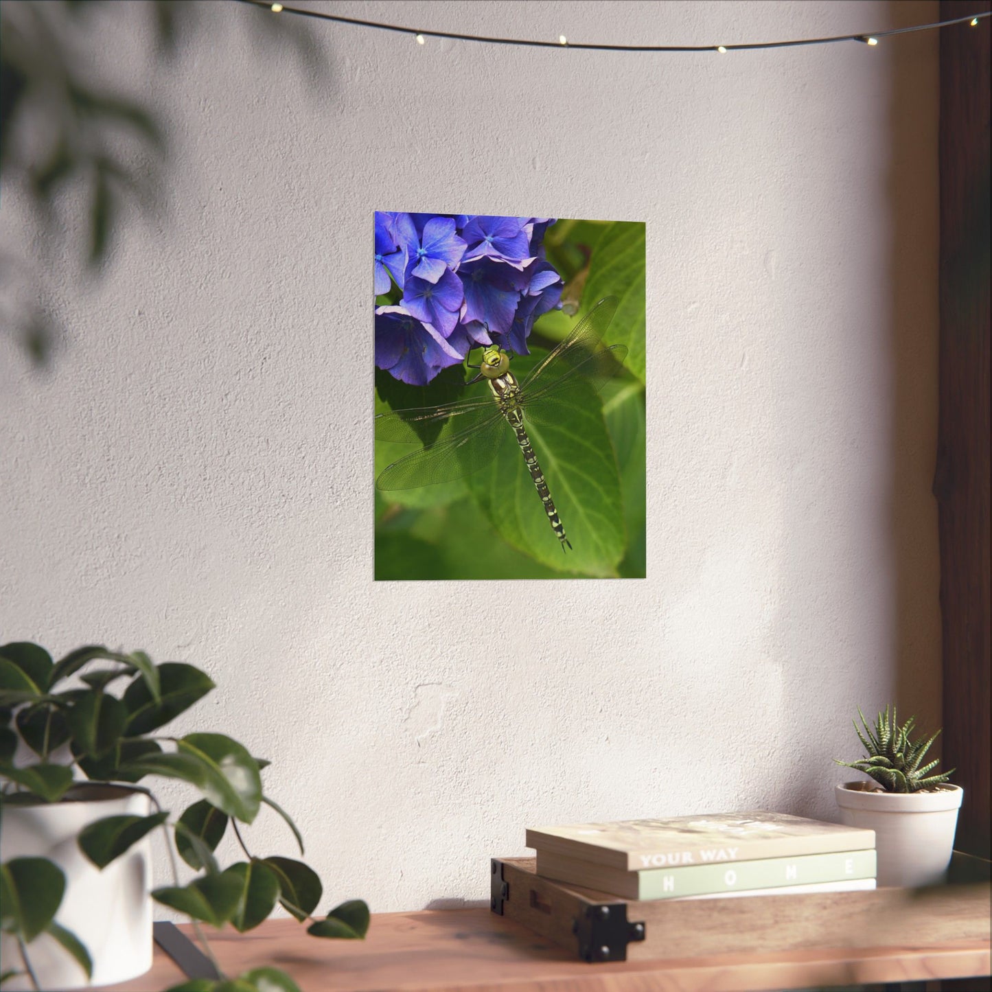 Dragonfly Botanical Art Print - Nature-Inspired Garden Wall Decor