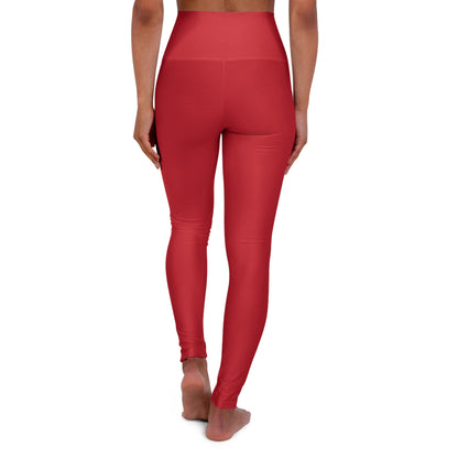 Dark Red High Waisted Yoga Leggings (AOP)