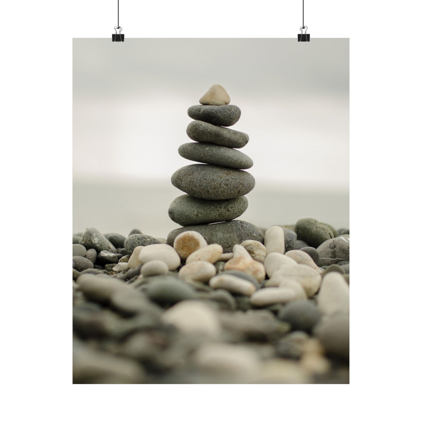 Stack of stones on a beach with a blurred background