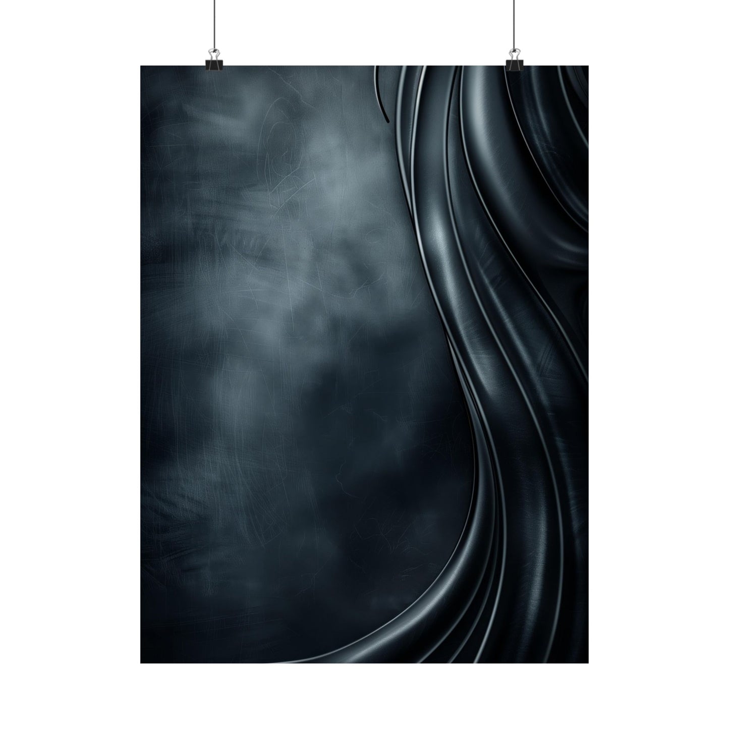Abstract design with black and gray curves on a dark background