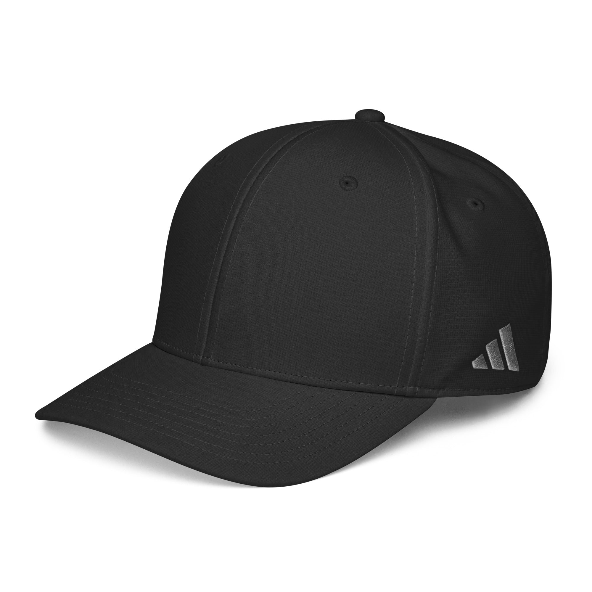 Black cap with Adidas logo on a white background