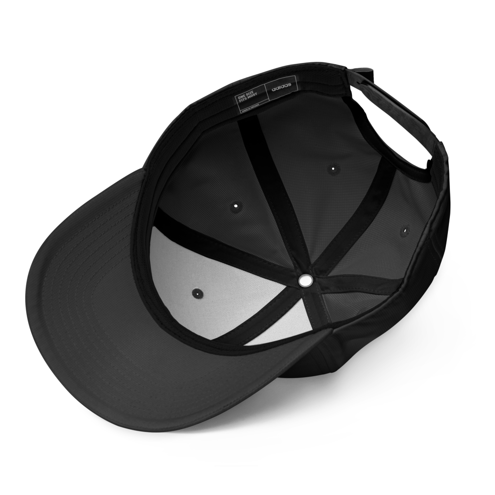 Black cap with a white interior on a white background