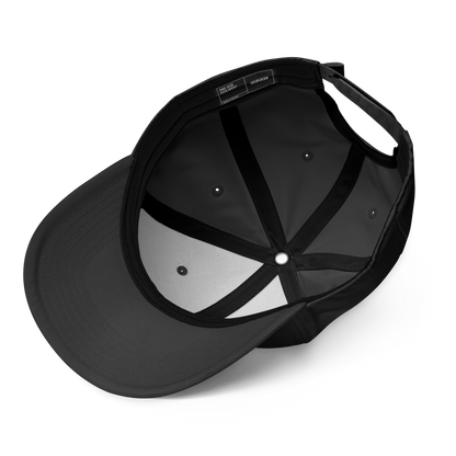 Black cap with a white interior on a white background