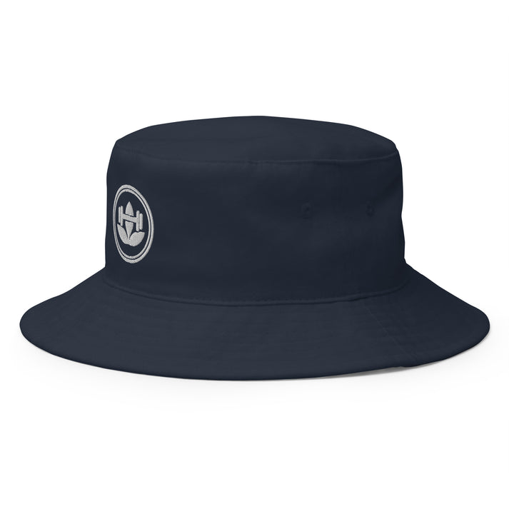 Cotton bucket hat navy side view
