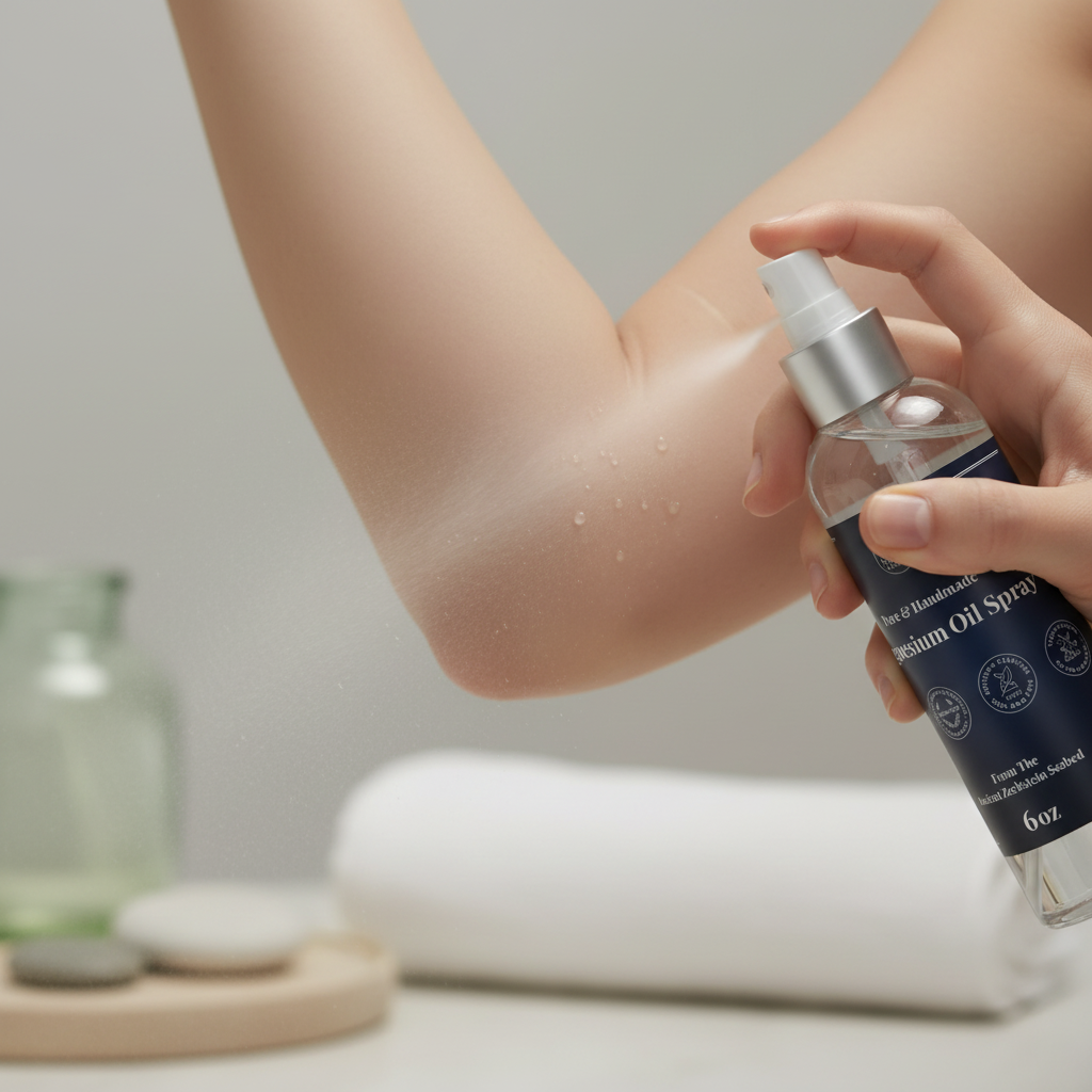Magnesium Oil Spray Application on Elbow