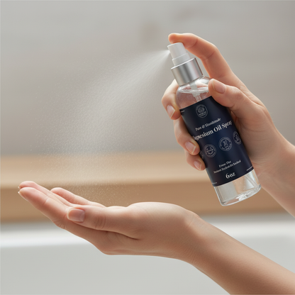 Magnesium Oil Spray on Hands - No Cap