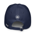 Navy blue cap with a logo on the back against a white background