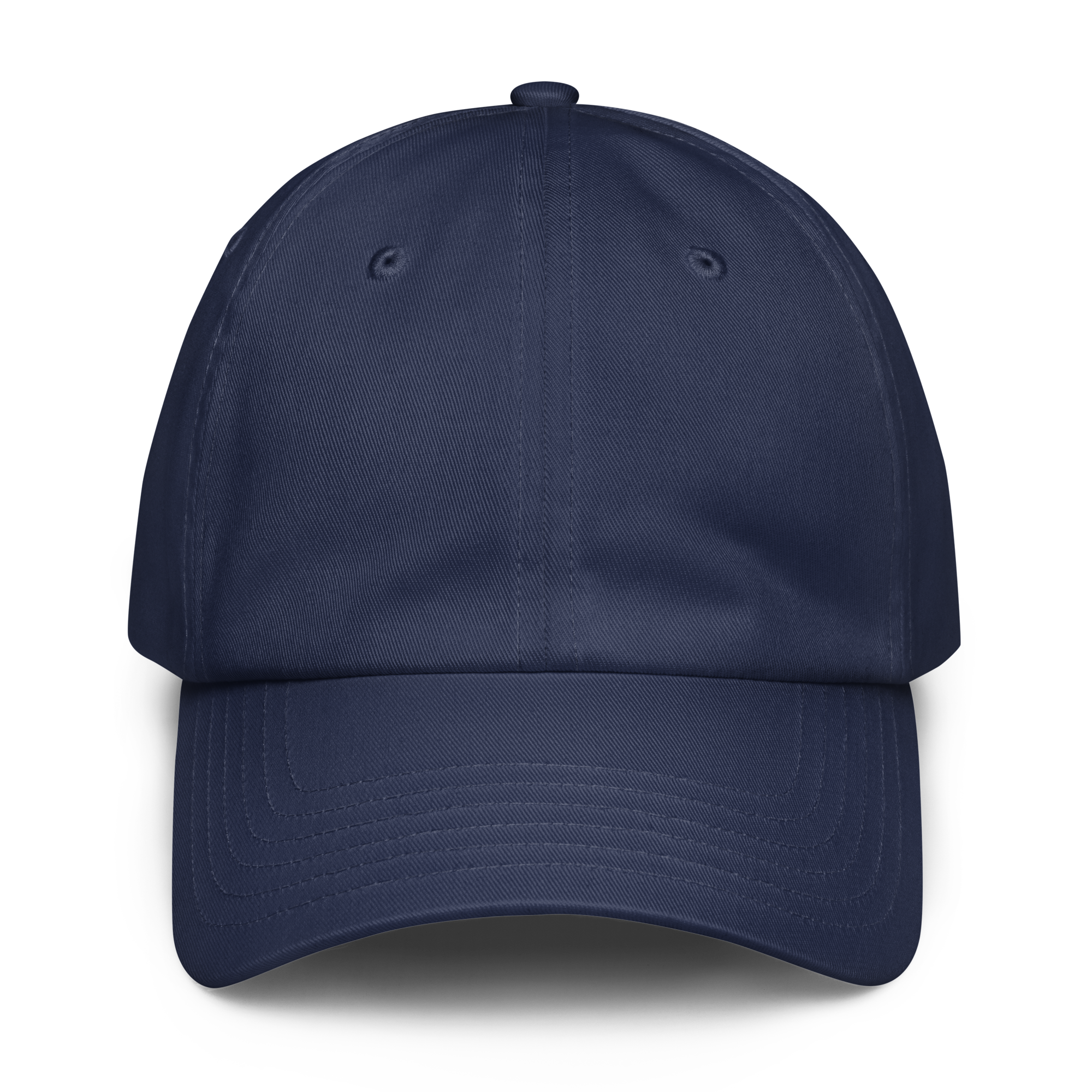 Navy blue baseball cap on a white background