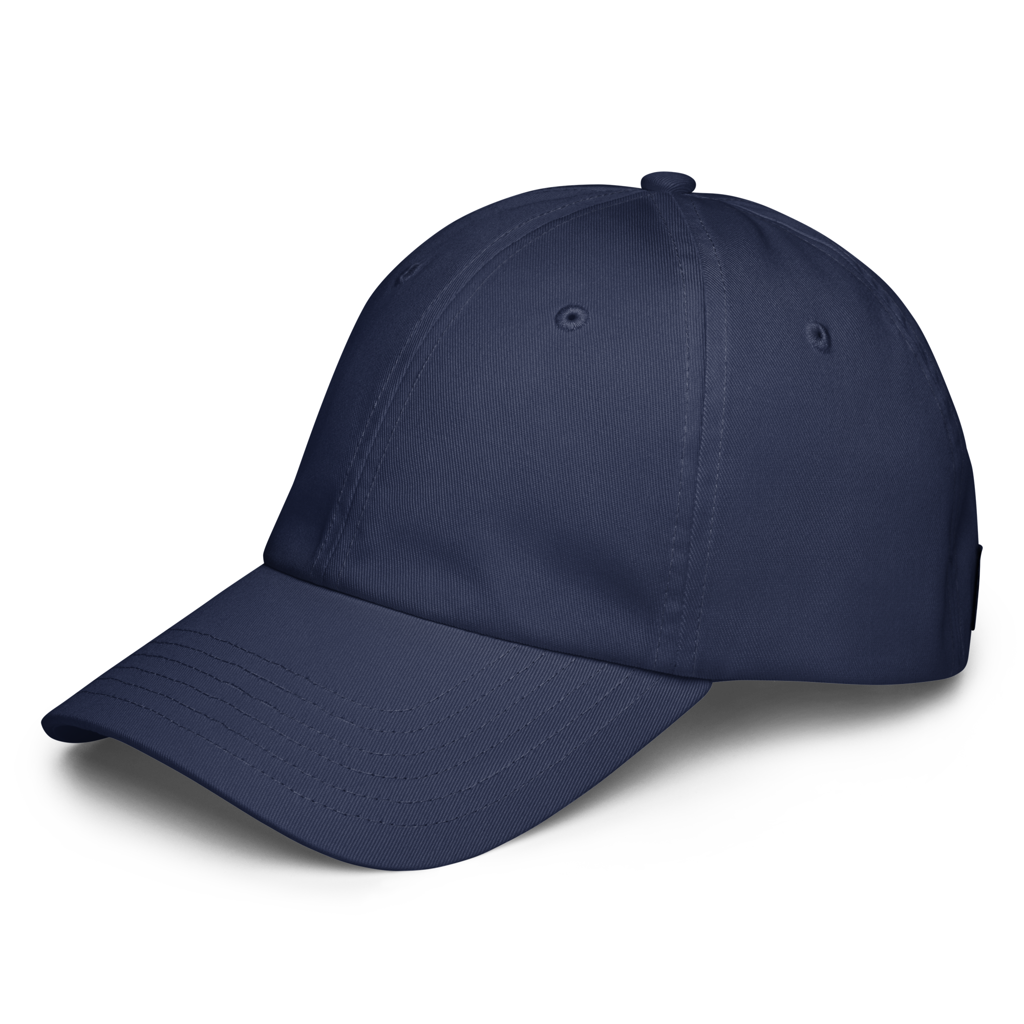 Navy blue baseball cap on a white background