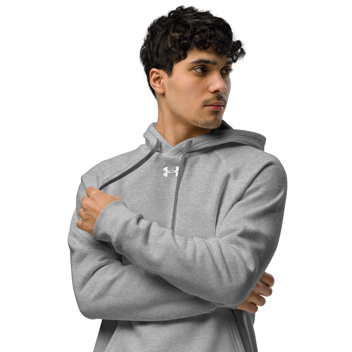 Under Armour performance hoodie grey front view ultra soft fleece