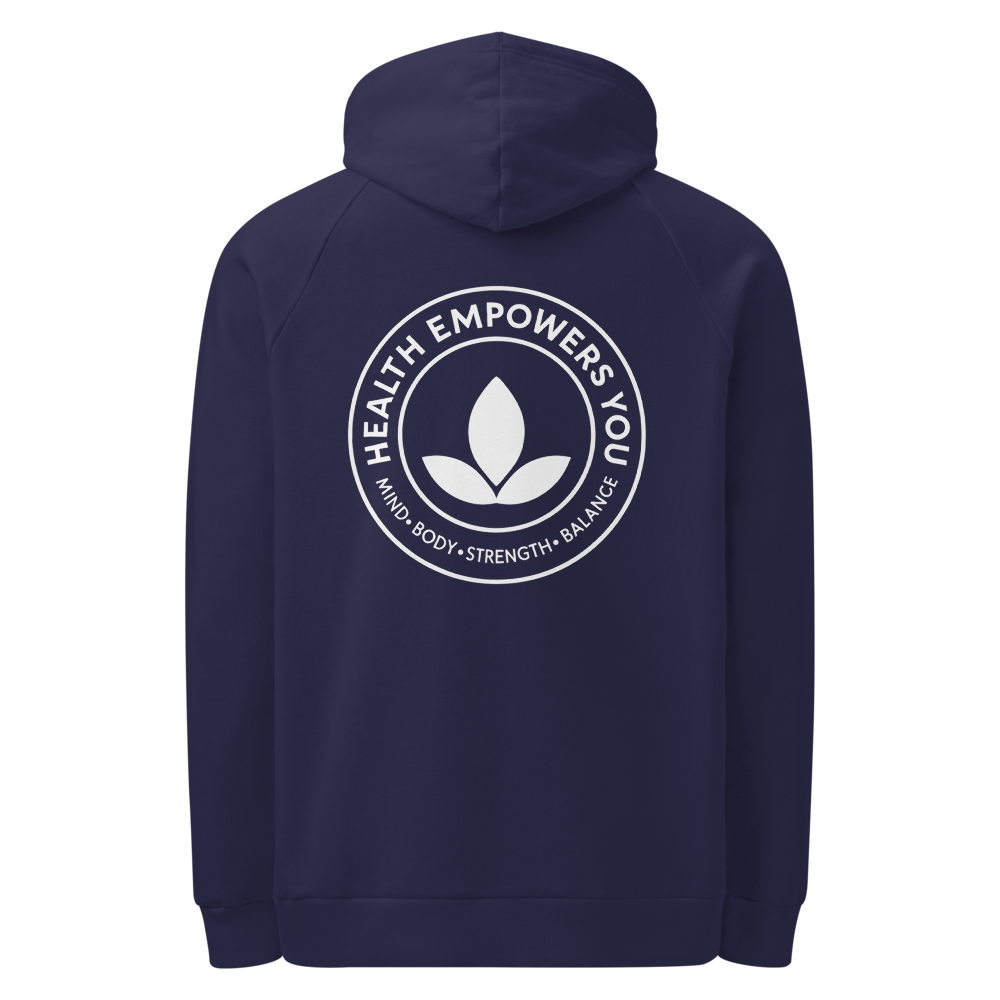 Navy blue hoodie with &