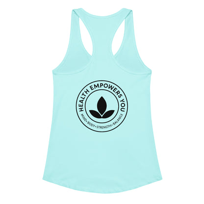 Light blue tank top with 'Health Empowers You' logo on a white background