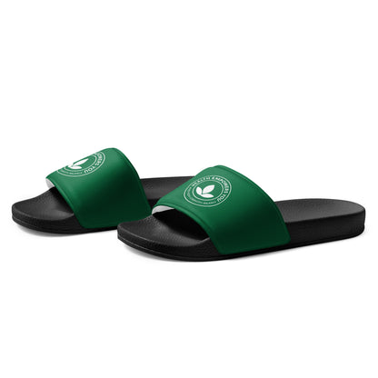 Green and black slides with a logo on a white background